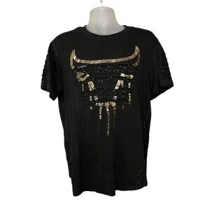 Switch Remarkable Men's Size XL Tee Shirt Bull Black Gold Razor Cut Slash Foil